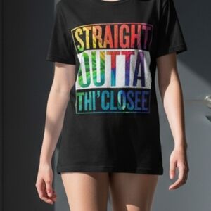 Port and Company Black Tee with Rainbow Text